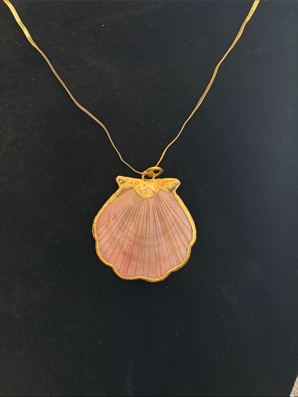 OP Gold-Tone Pink Shell Pendant Necklace